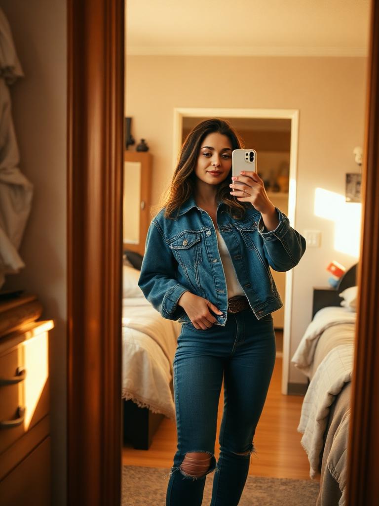 Mirror selfie in denim
